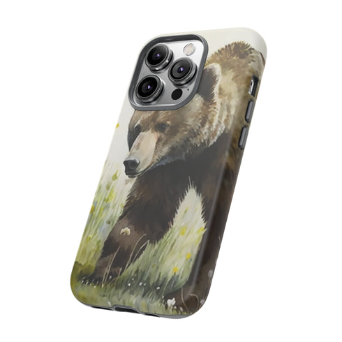 Grizzly Bear in a Field - Impact Resistant Phone Case